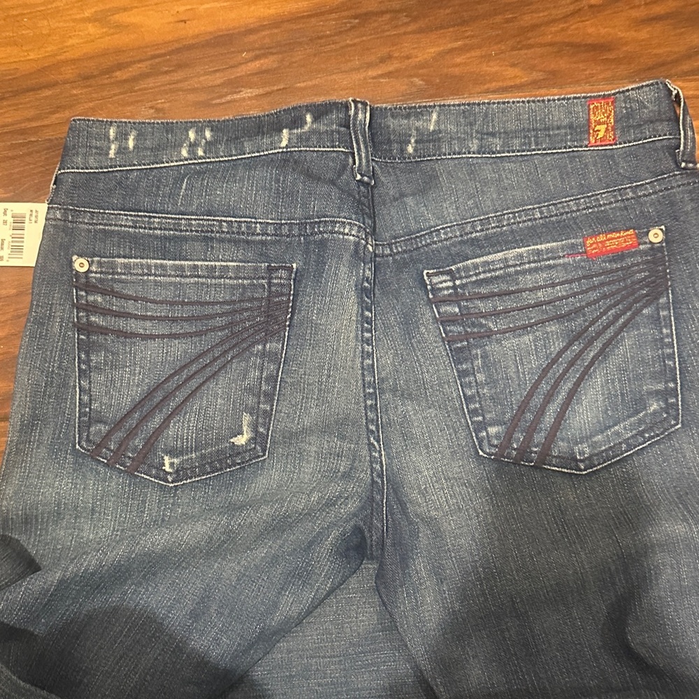 7 For All Mankind Dark Blue Straight Leg Jeans - Picture 4 of 5
